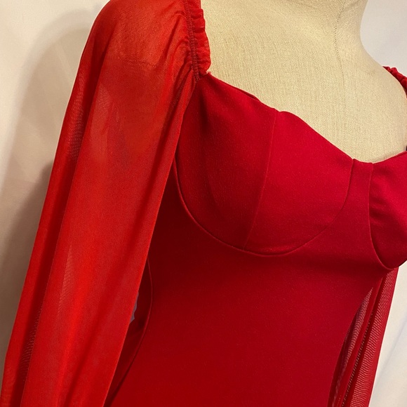 Chocolate USA red long sleeve red small mini dress - Picture 3 of 8